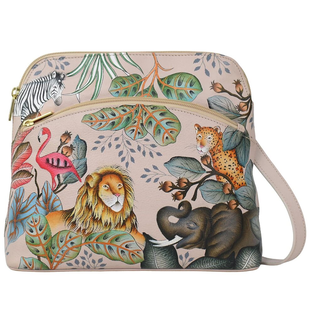 9731 Original Hand-Painted Leather Medium Crossbody - African Adventure